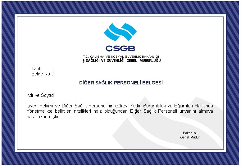 Diğer Sağlık Personeli Belgesi